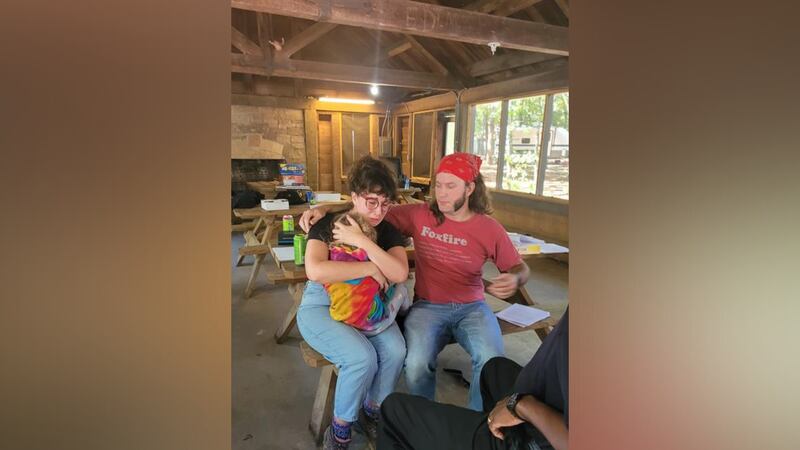 Ruby Heider, 3, is reunited with her parents.