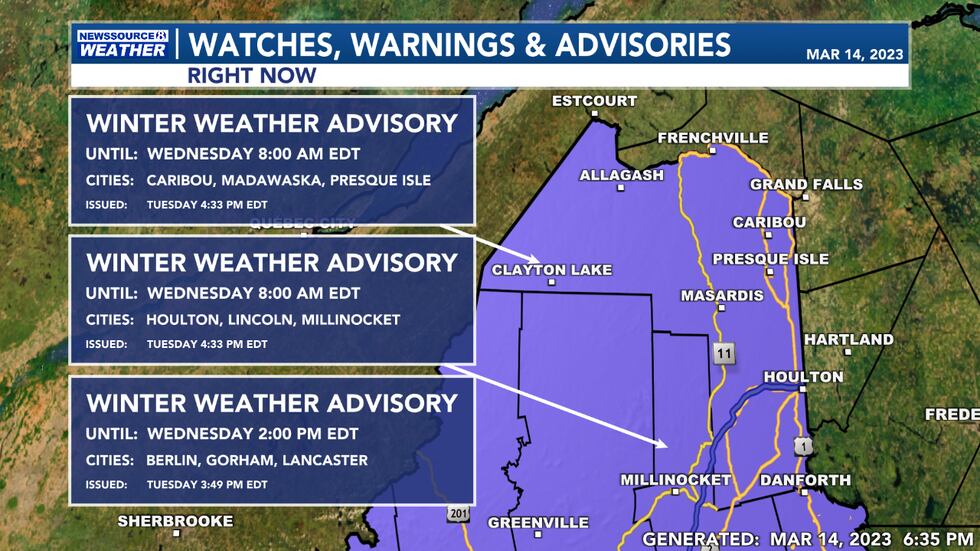 This Evening's Watches, Warnings, and Advisories