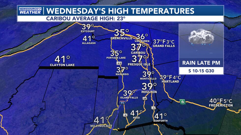 Wednesday's High Temperatures