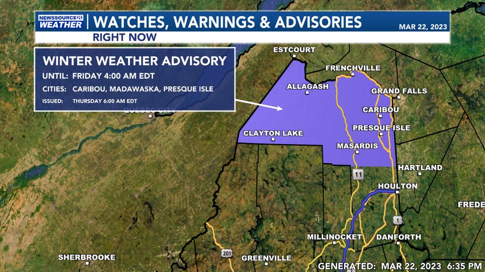 This Evening's Watches, Warnings, and Advisories