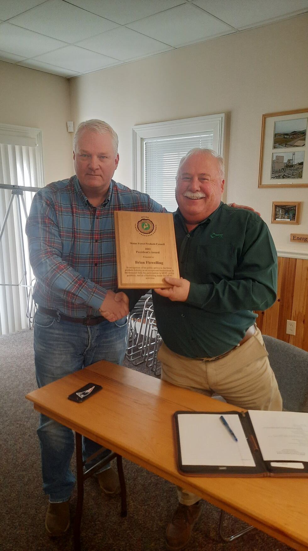Photo from L to R: Ryan McAvoy, MFPC Board President; Brian Flewelling, MFPC Board Member