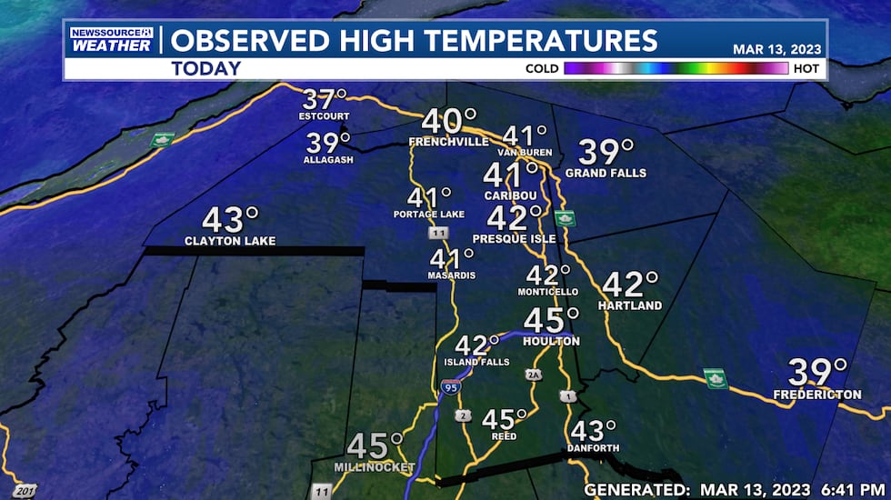 Today's Observed High Temperatures