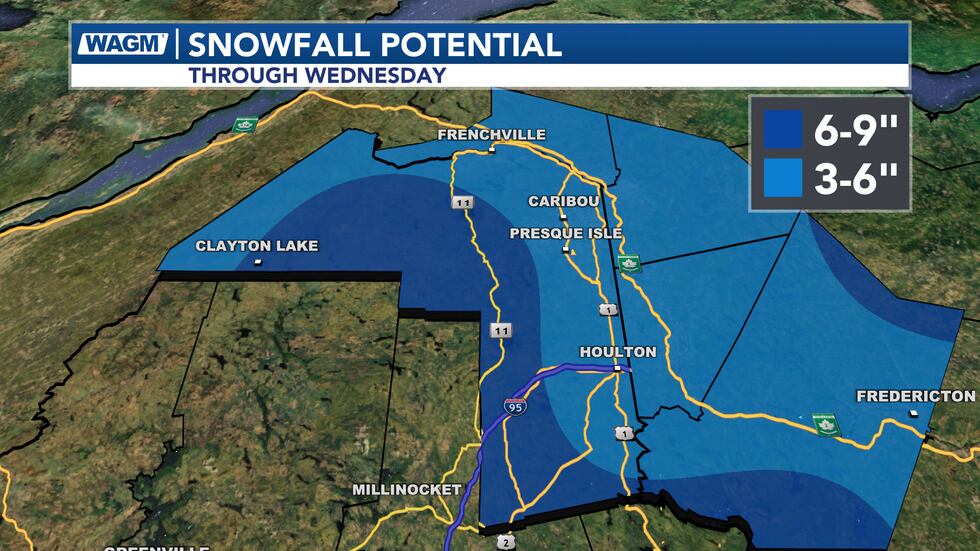 Snowfall Potential (Through Wednesday)