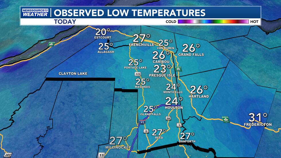 This Morning's Low Temperatures